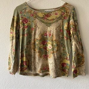 Vintage-Inspired Floral Long Sleeve Top
